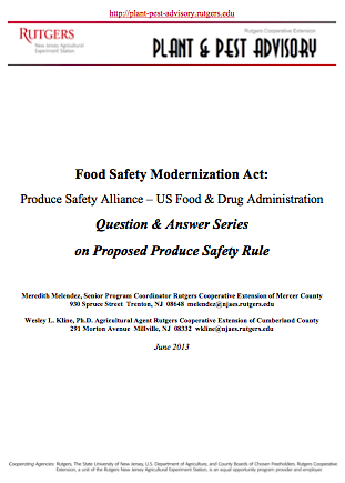 Food Safety Modernization Act FDA Q & A Sessions Proposed Produce Safety Rule