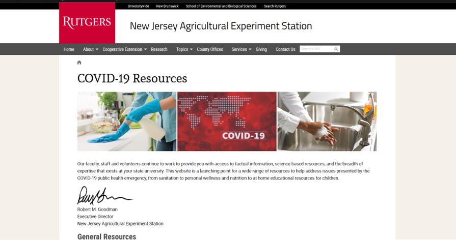 NJAES COVID-19 Resource Website — Plant & Pest Advisory