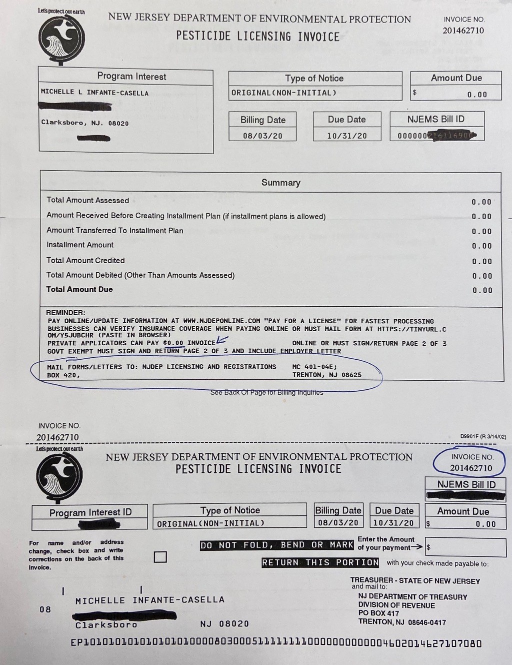 Tips for Renewal of NJDEP Private Pesticide Applicators Licenses