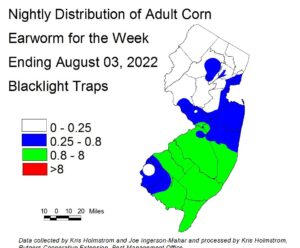 Nightly distribution of adult corn earworm using blacklight traps