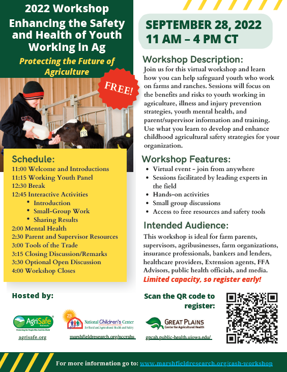 flyer for youth farm safety webinar