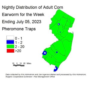 Distribution of Adult Earworm in New Jersey