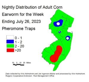 New Jersey map of Adult Corn Earnworms