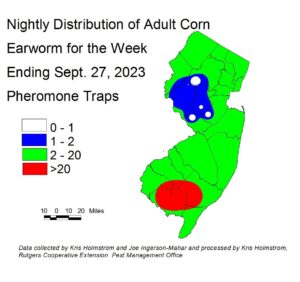 NJ map of Adult Corn Earworms