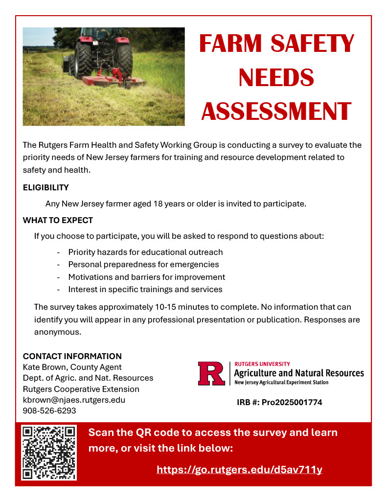 Flyer for a farm safety needs assessment.