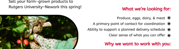 Flyer soliciting women farmers to supply produce to a food pantry at Rutgers-Newark.